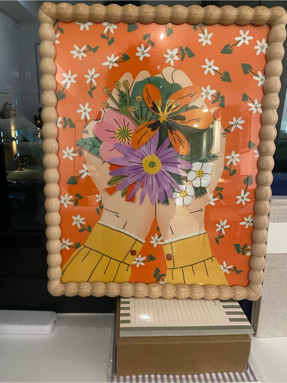 Bodi Jane - Spring Flowers Wall Art - Coral Background - 11x14